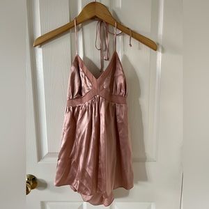 Alice & Trixie 💗 2-tone blush pink silk tie halter top, XS